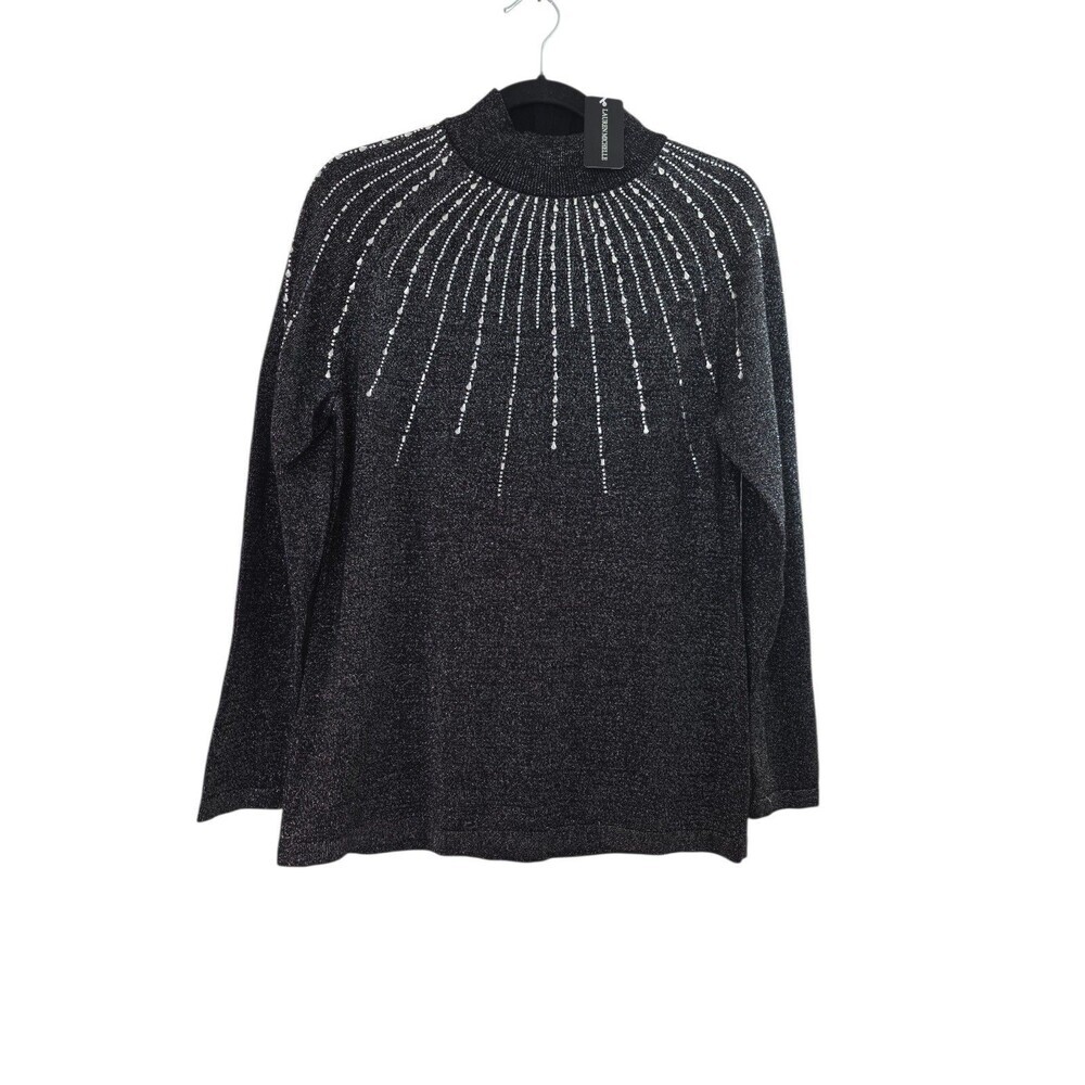 Lauren Michelle Sweater Women's Black With Diamonds Size Medium New